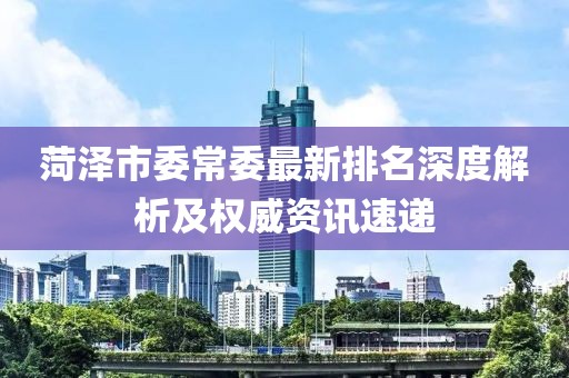 菏澤市委常委最新排名深度解析及權(quán)威資訊速遞