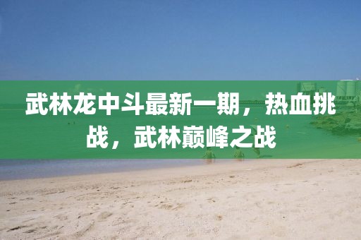 武林龍中斗最新一期，熱血挑戰(zhàn)，武林巔峰之戰(zhàn)
