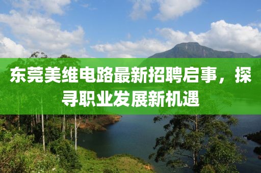 東莞美維電路最新招聘啟事，探尋職業(yè)發(fā)展新機遇