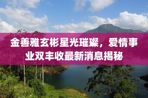 金善雅玄彬星光璀璨，愛情事業(yè)雙豐收最新消息揭秘
