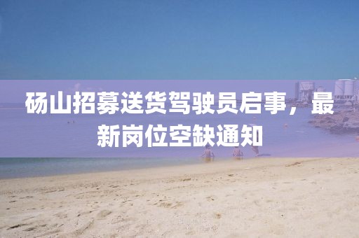 碭山招募送貨駕駛員啟事，最新崗位空缺通知