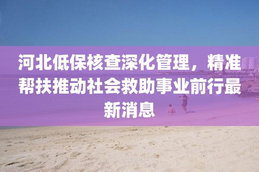河北低保核查深化管理，精準幫扶推動社會救助事業(yè)前行最新消息