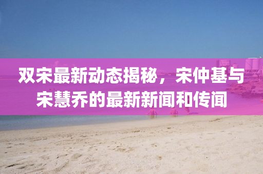 雙宋最新動態(tài)揭秘，宋仲基與宋慧喬的最新新聞和傳聞
